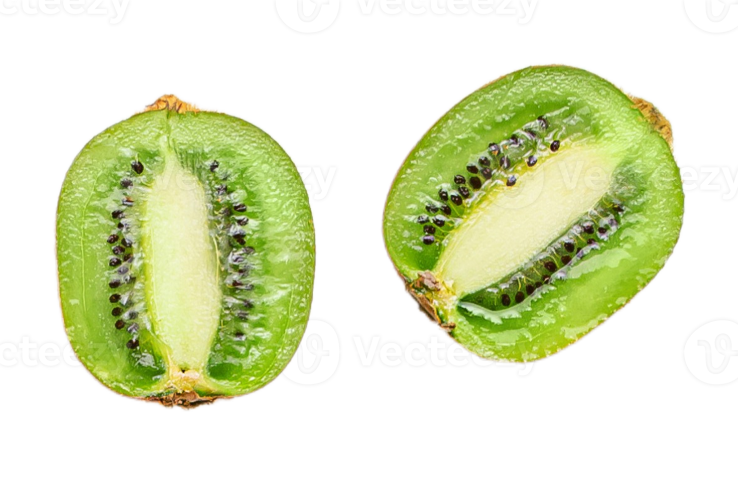 Halved kiwi fruit isolated on a transparent background png