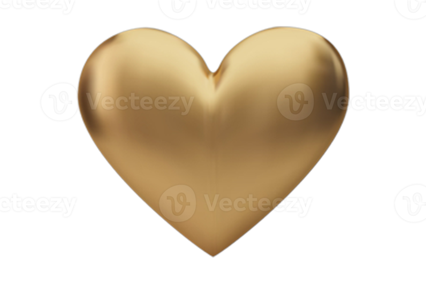 Golden heart decoration isolated on a transparent background png