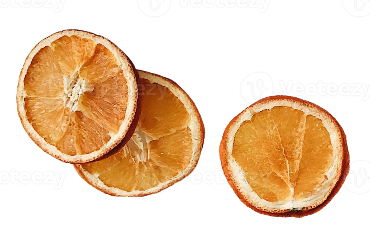 Dried orange fruit slices isolated on a transparent background png