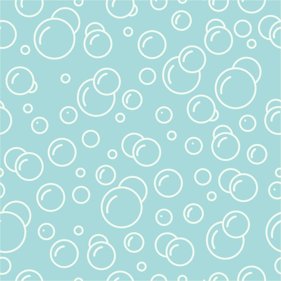 Foam bubbles on a blue background. Seamless pattern of air bubbles in water. Vector illustration