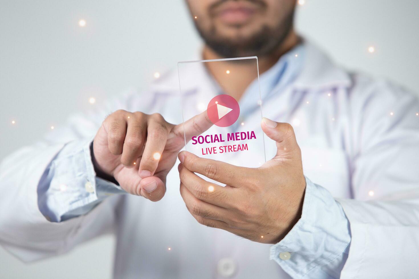 Digital composite of Doctor holding digital tablet with social media notification against white background photo