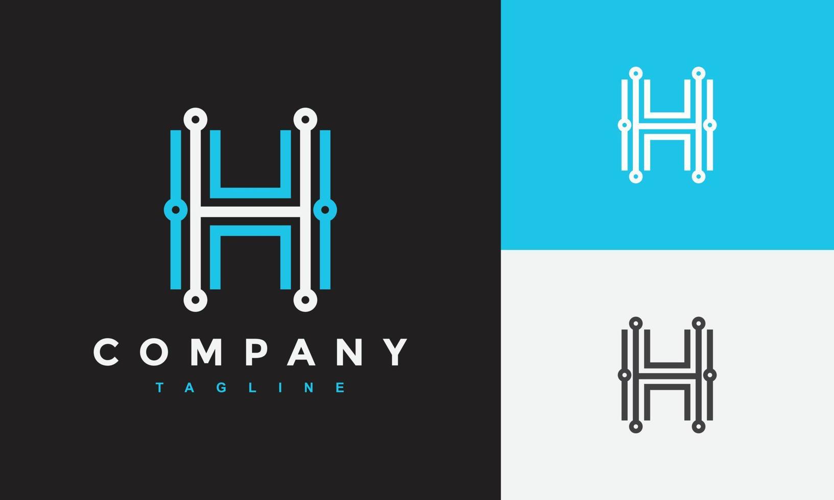 letter H circle tech logo vector