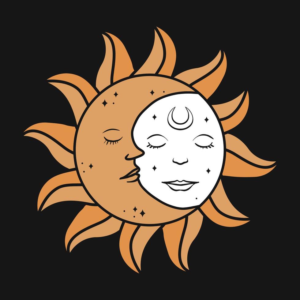 Boho Mystical Sun Moon Vector T-shirt Design