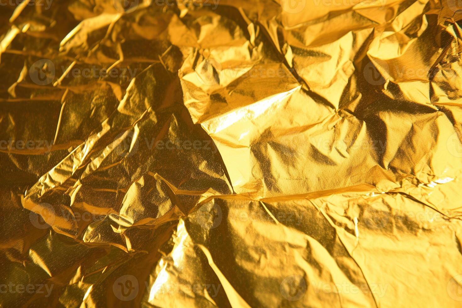 Design space gold crumpled foil paper textured background. photo