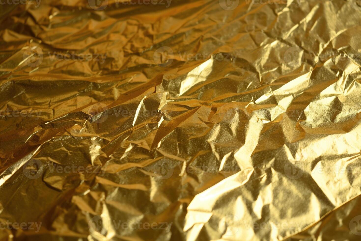 Design space gold crumpled foil paper textured background. photo