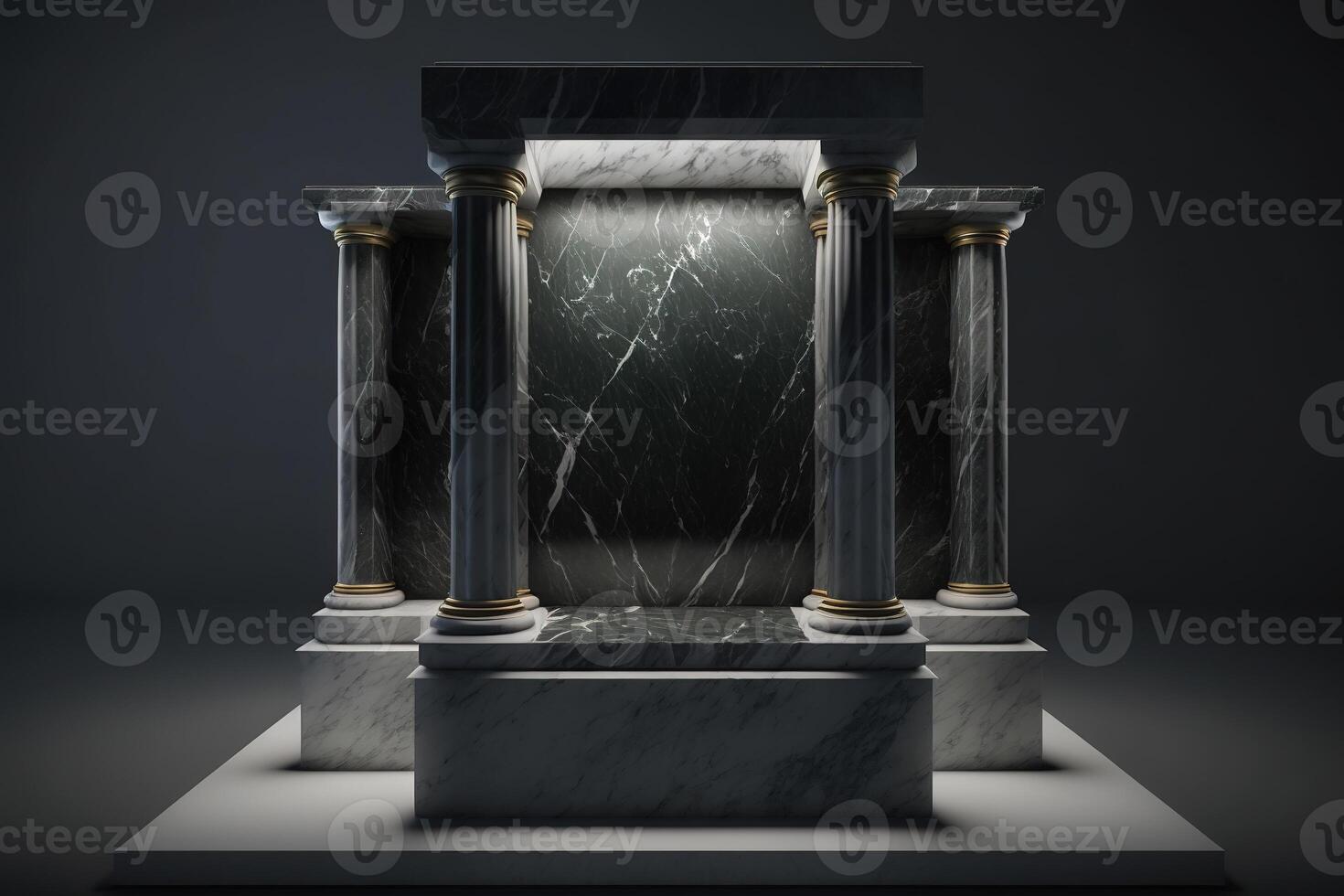 Realistic 3D luxury marble podium for product display. photo