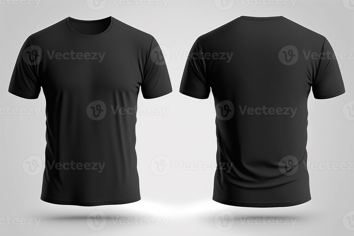 Photo realistic male black t-shirts with copy space, front and back ...