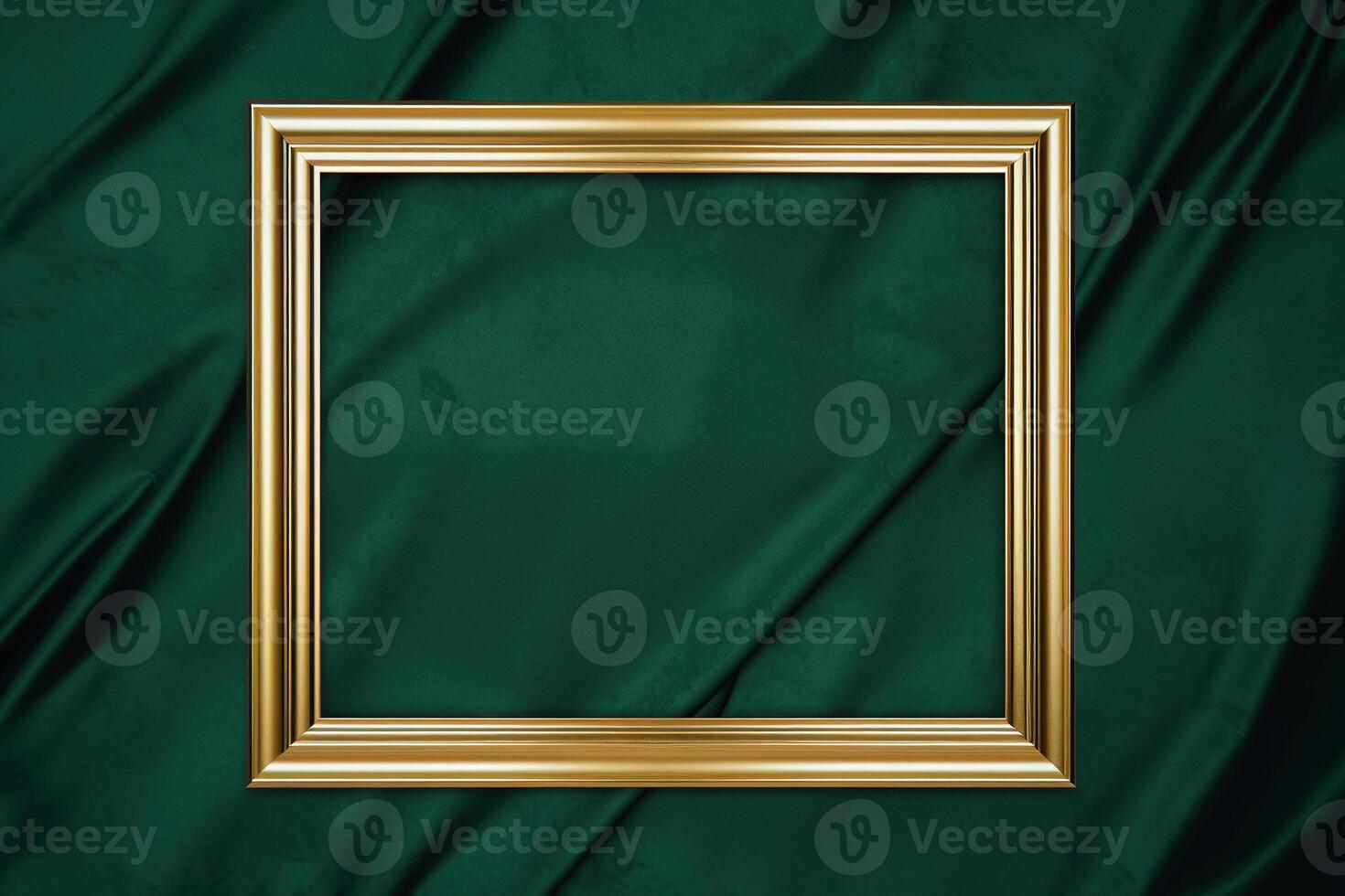 Golden frame on green background. photo