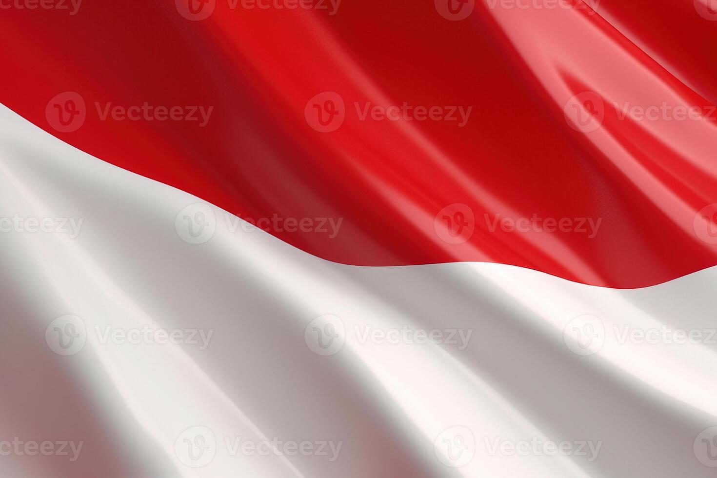 rojo y blanco fondo, ondulación nacional bandera de Indonesia, saludó muy detallado de cerca. ai generado foto