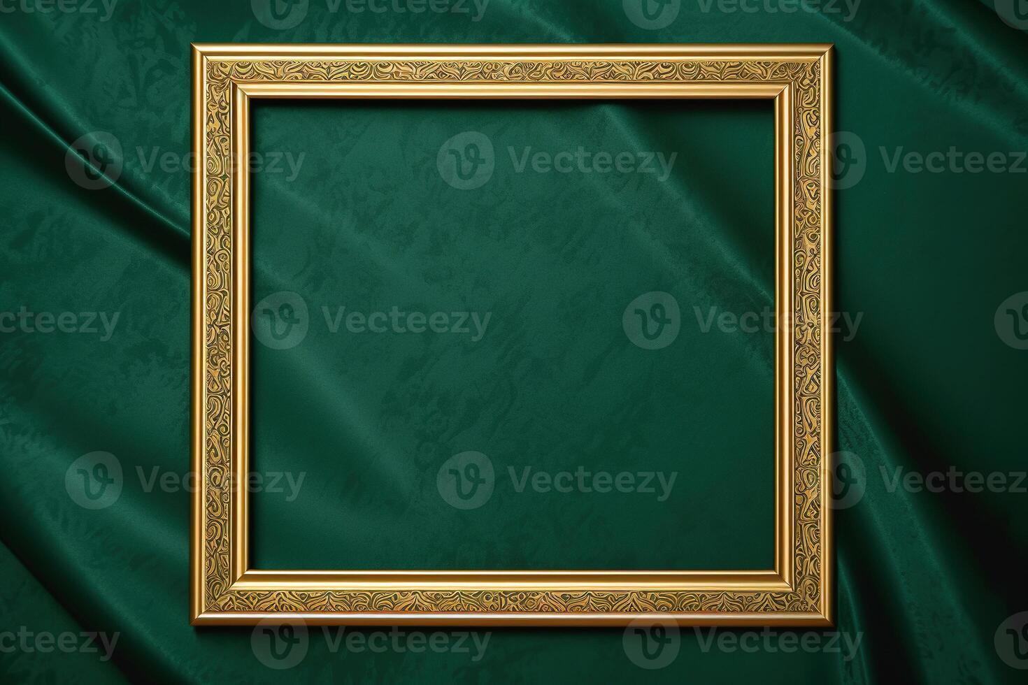 Golden frame on green background. photo