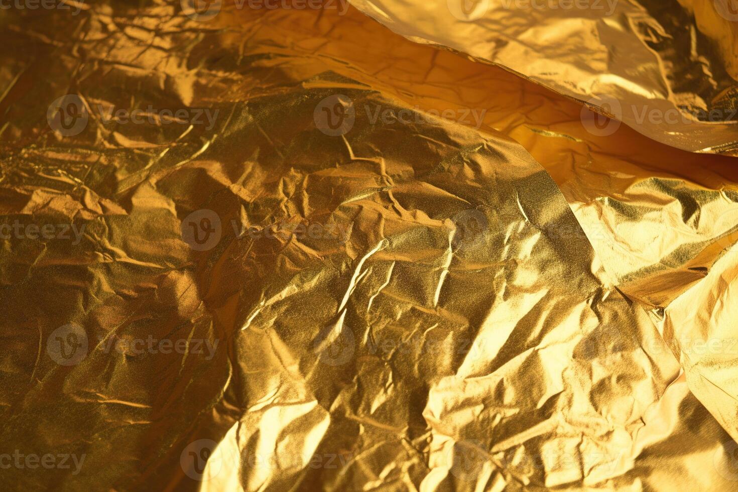 Design space gold crumpled foil paper textured background. photo