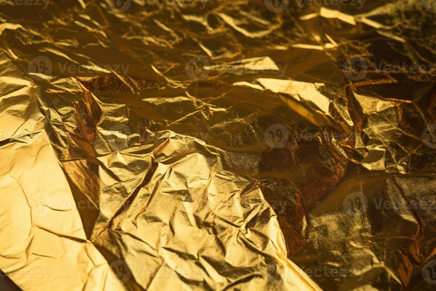 Design space gold crumpled foil paper textured background. photo