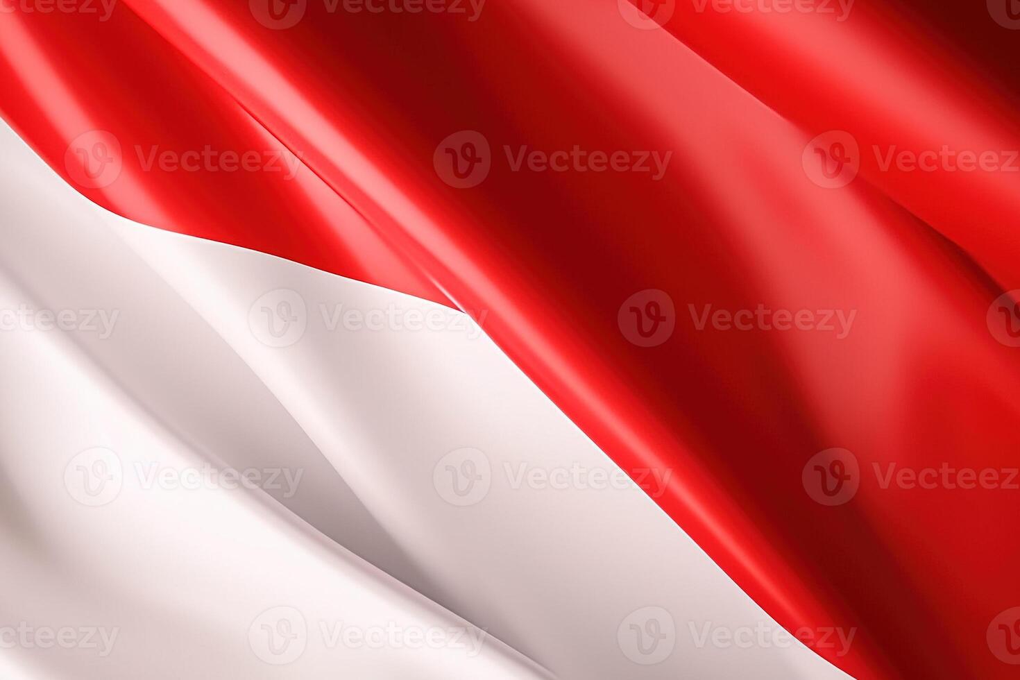 rojo y blanco fondo, ondulación nacional bandera de Indonesia, saludó muy detallado de cerca. ai generado foto