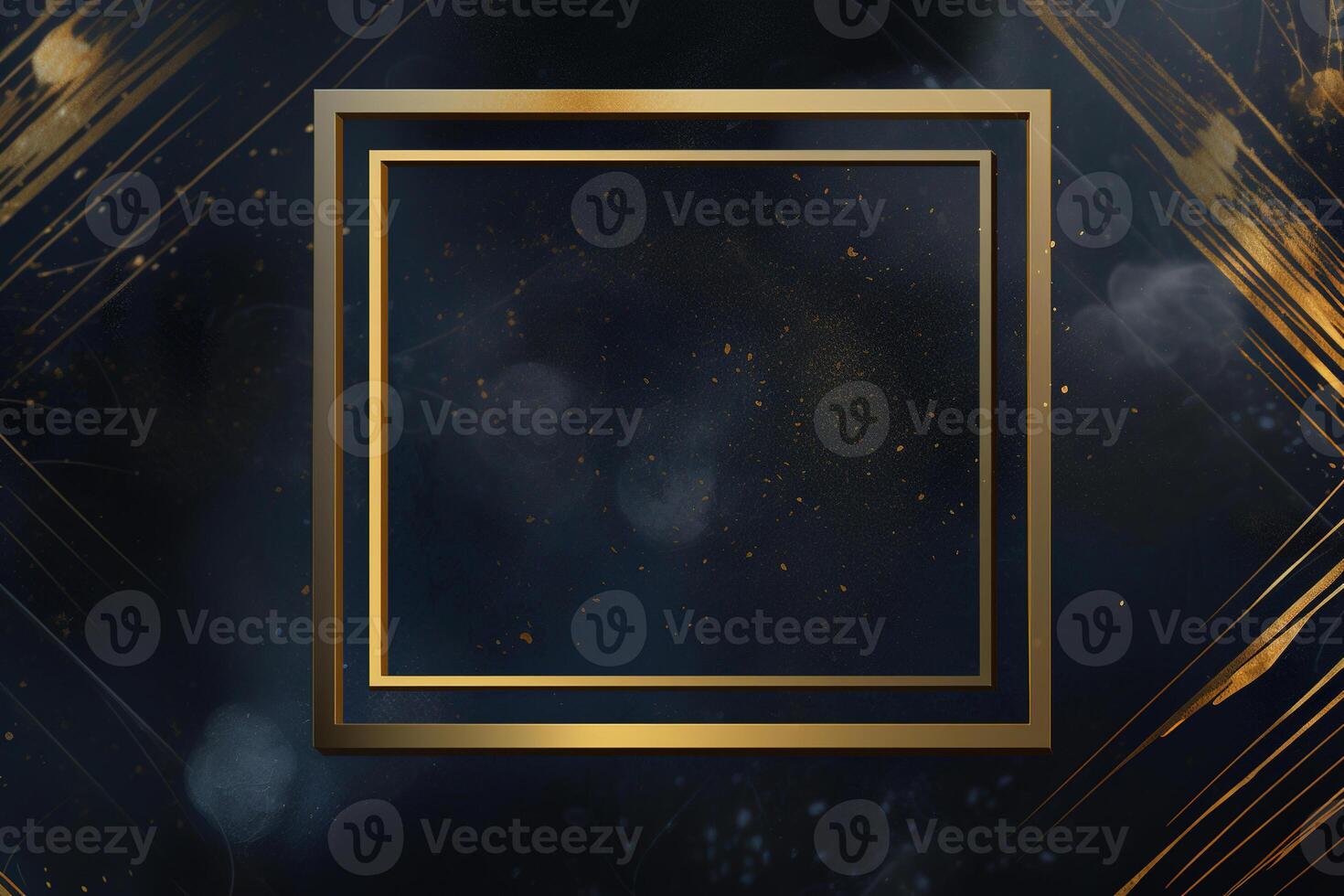 Golden frame on black abstract background. photo