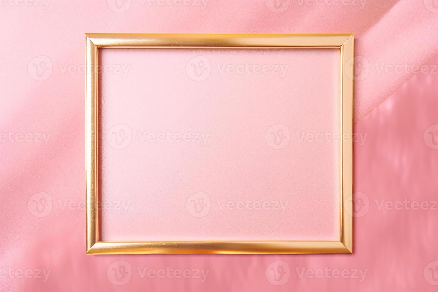 Golden frame on pink abstract background. photo