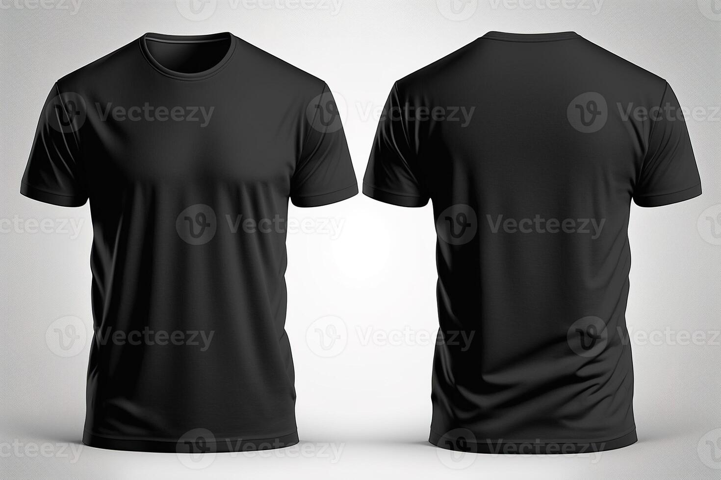 Photo realistic male black t-shirts with copy space, front and back ...