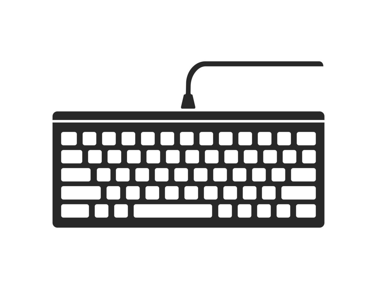 negro cableado teclado aislado icono vector ilustración