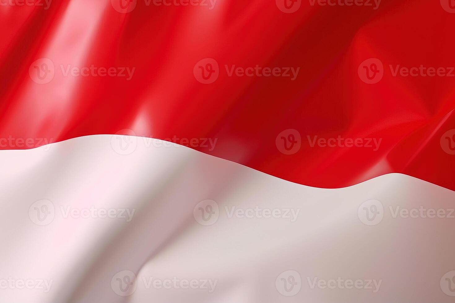 rojo y blanco fondo, ondulación nacional bandera de Indonesia, saludó muy detallado de cerca. ai generado foto