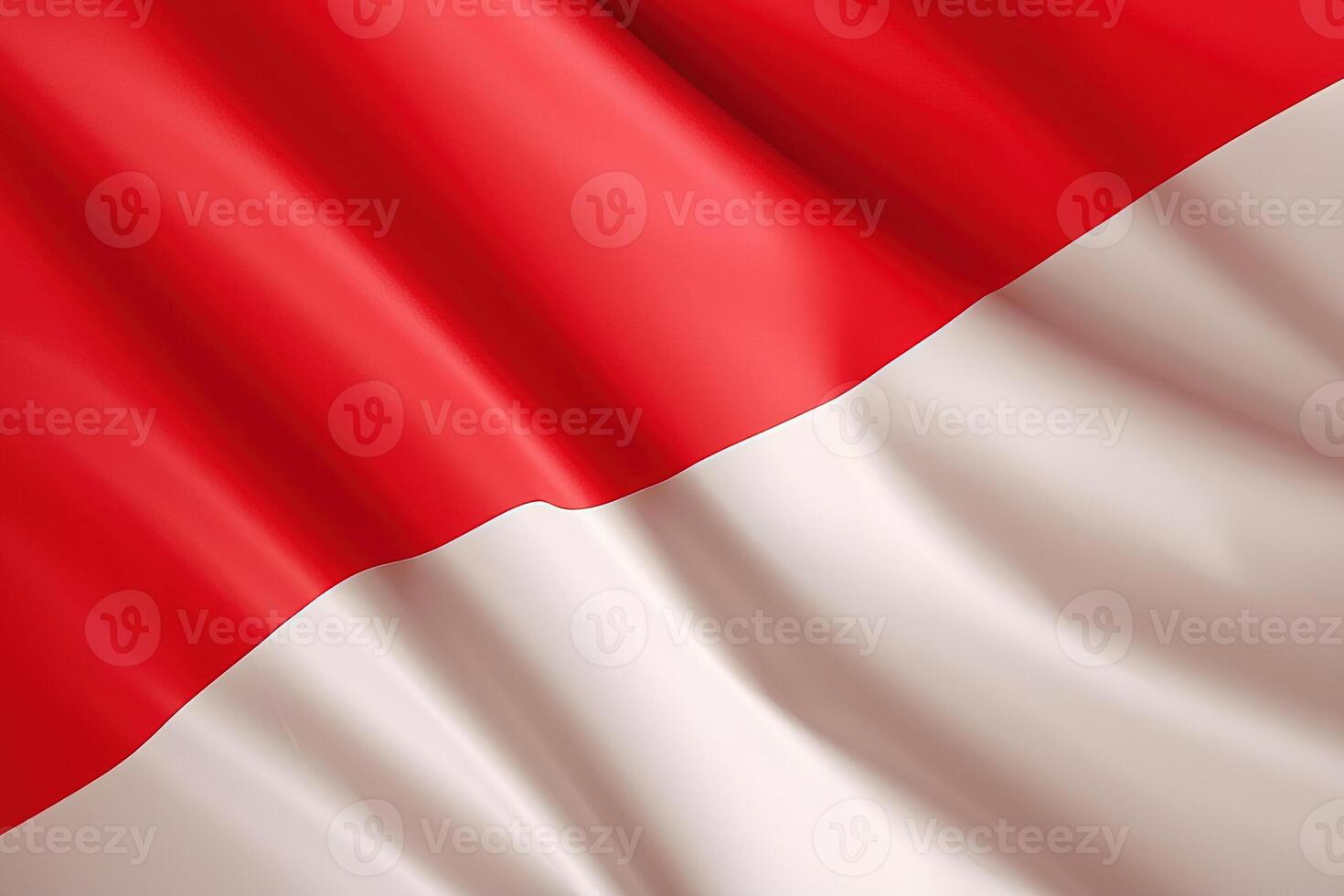 rojo y blanco fondo, ondulación nacional bandera de Indonesia, saludó muy detallado de cerca. ai generado foto