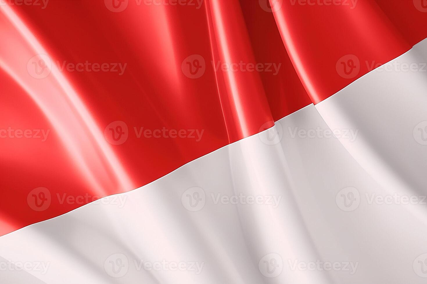 rojo y blanco fondo, ondulación nacional bandera de Indonesia, saludó muy detallado de cerca. ai generado foto