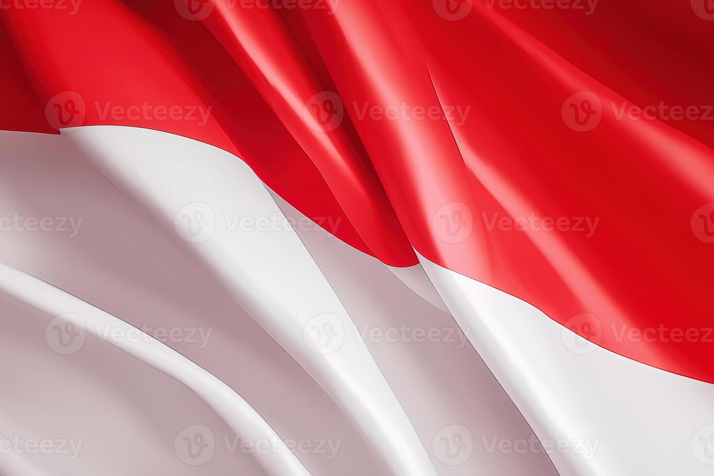 rojo y blanco fondo, ondulación nacional bandera de Indonesia, saludó muy detallado de cerca. ai generado foto