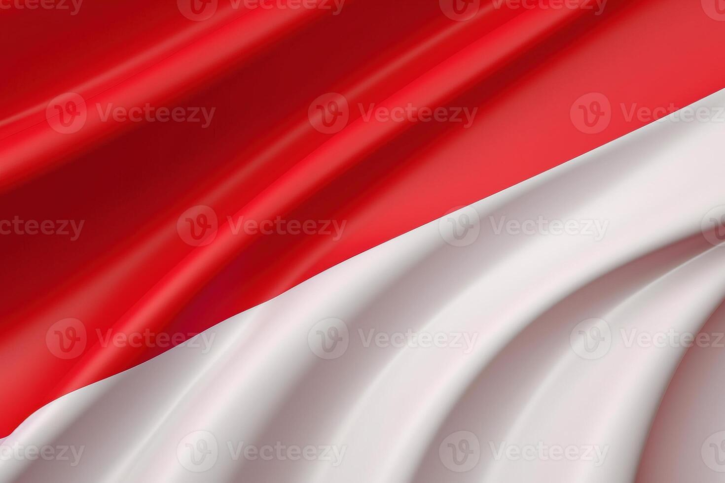 rojo y blanco fondo, ondulación nacional bandera de Indonesia, saludó muy detallado de cerca. ai generado foto