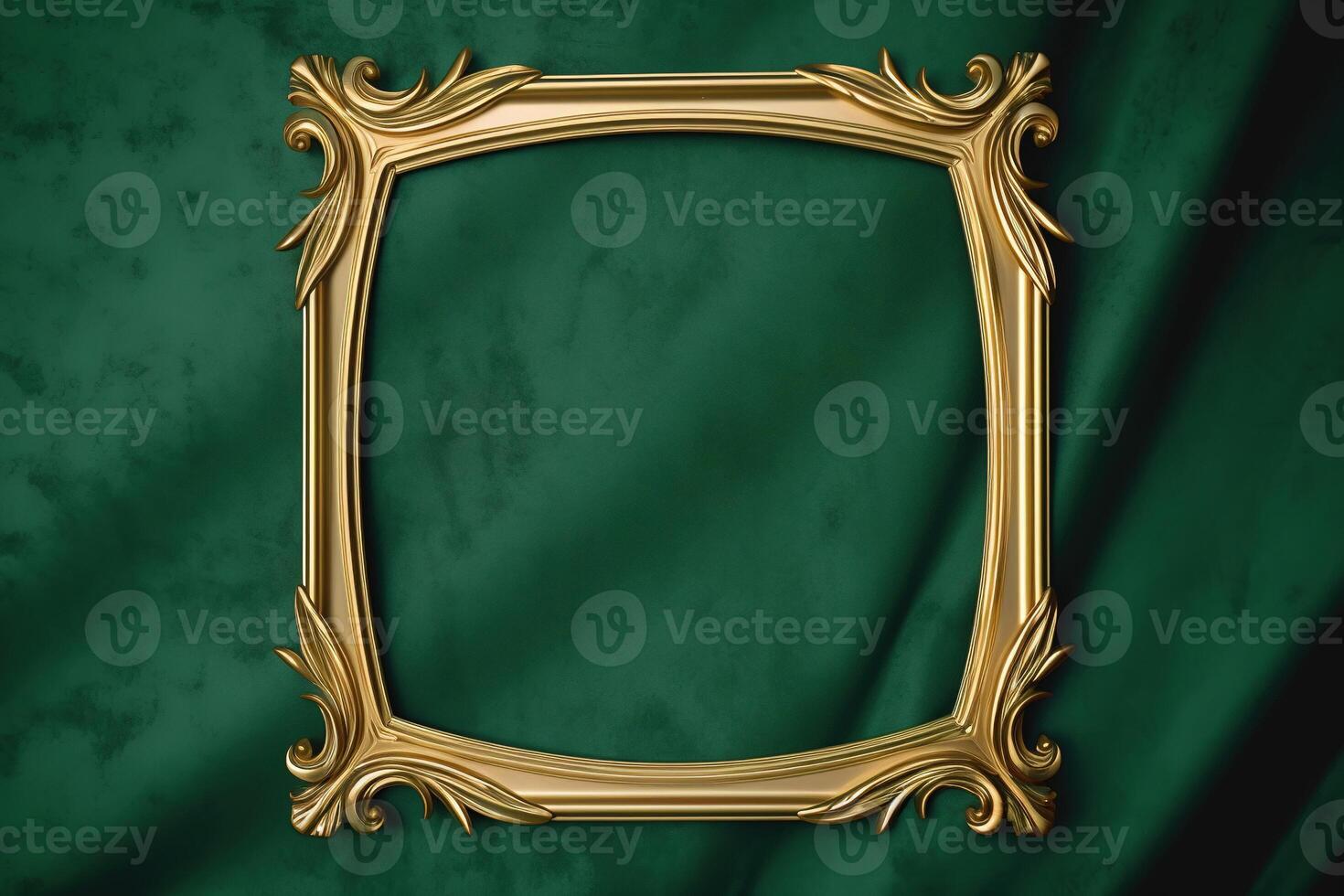 Golden frame on green background. photo