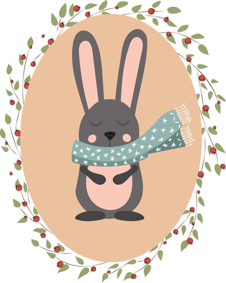 linda Conejo en un bufanda. pastel sombras. personaje. alto calidad vector ilustración.