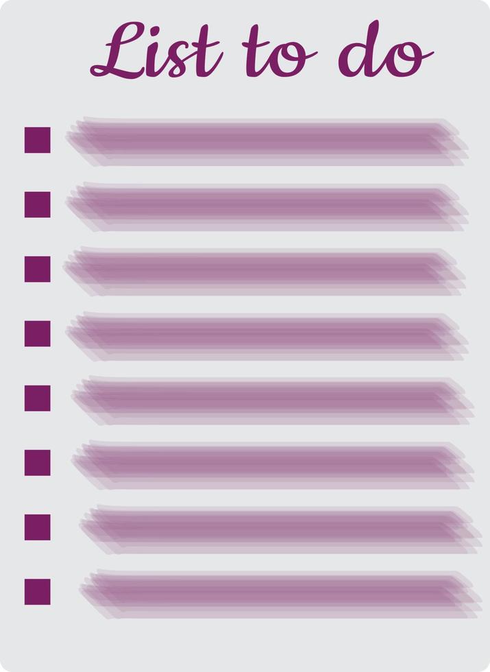 List of things to do. High quality vector illustration.