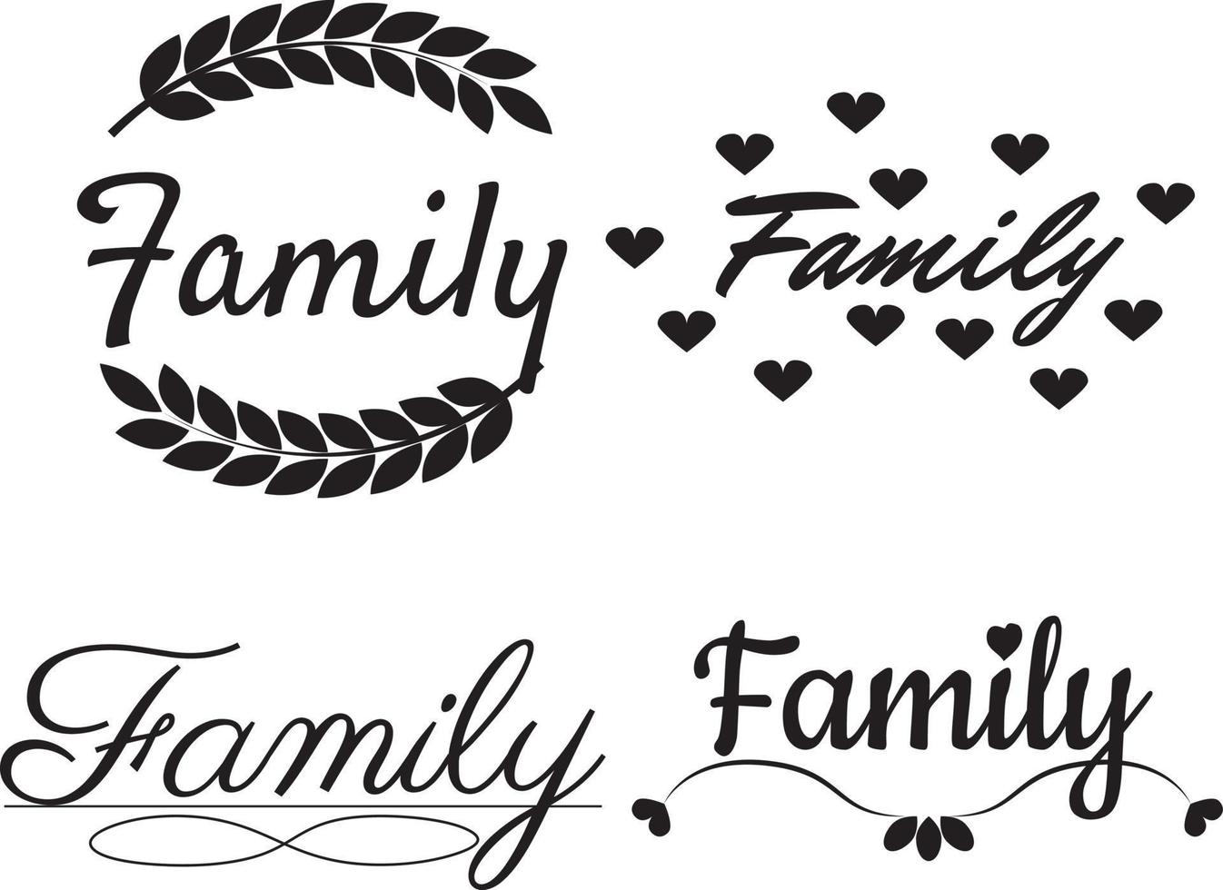 Set of inscriptions Family. High quality vector illustration.