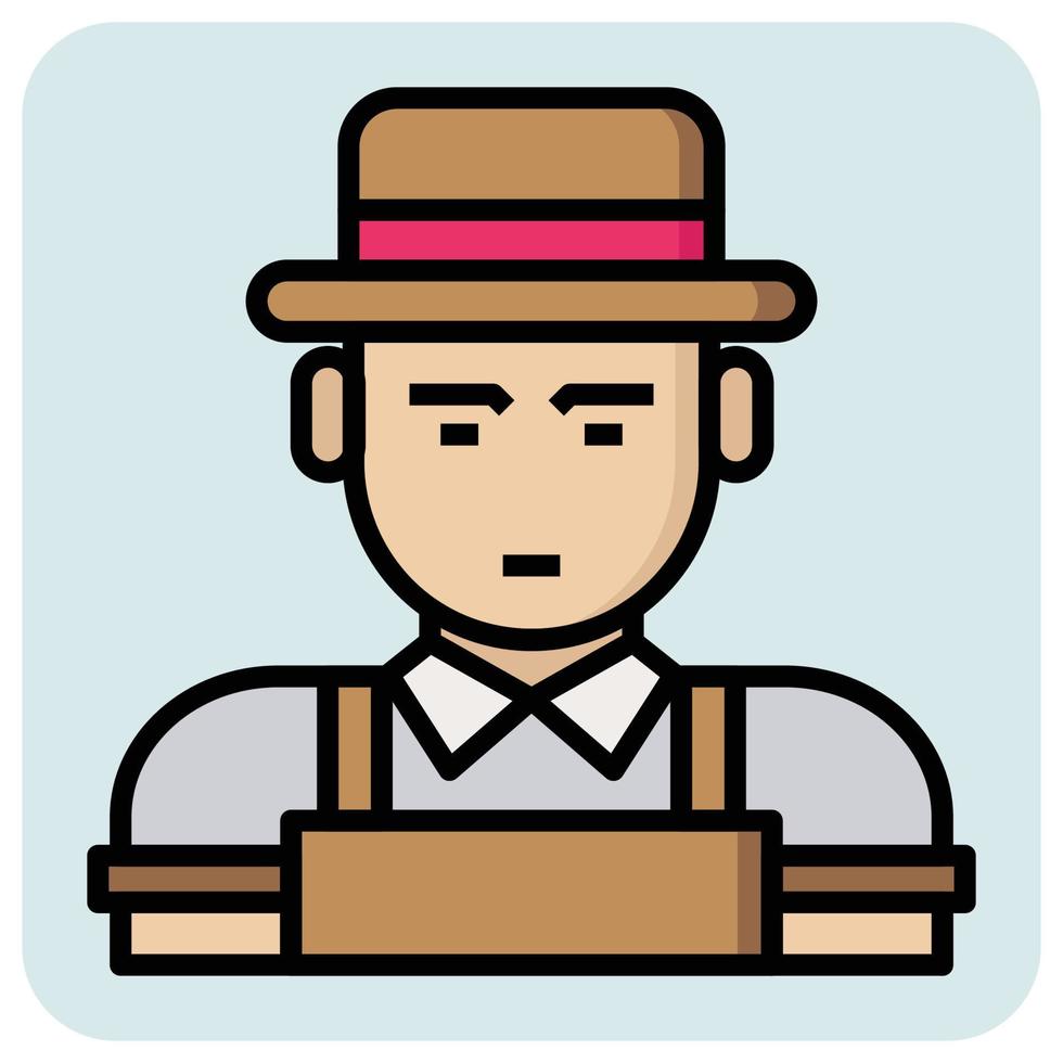 Filled outline profession icon for Cowboy. vector