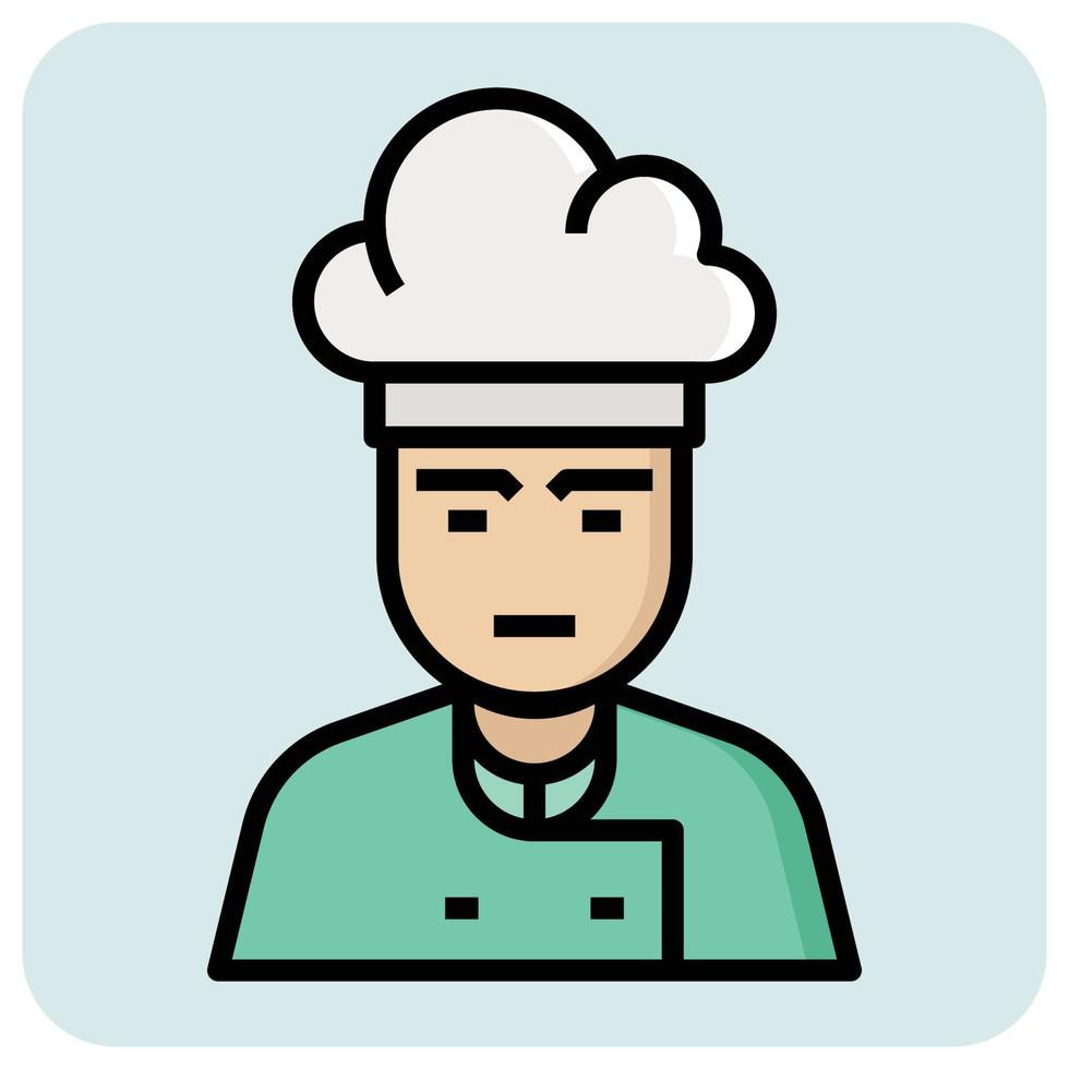 Filled outline profession icon for Chef. vector
