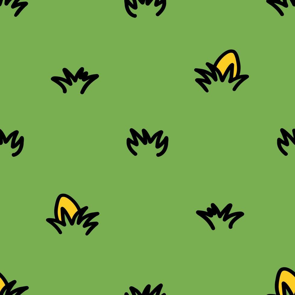 Easter eggs in green grass seamless spring pattern. Wrapping paper background, Easter Cards vector