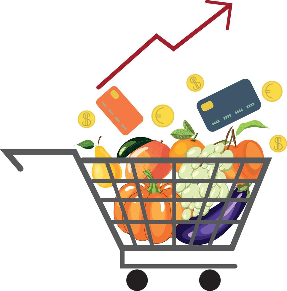 Rising prices for food. High quality vector illustration.