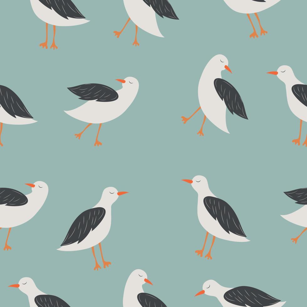 Marine vector pattern. Pattern with seagulls. High quality vector illustration. Sea birds.