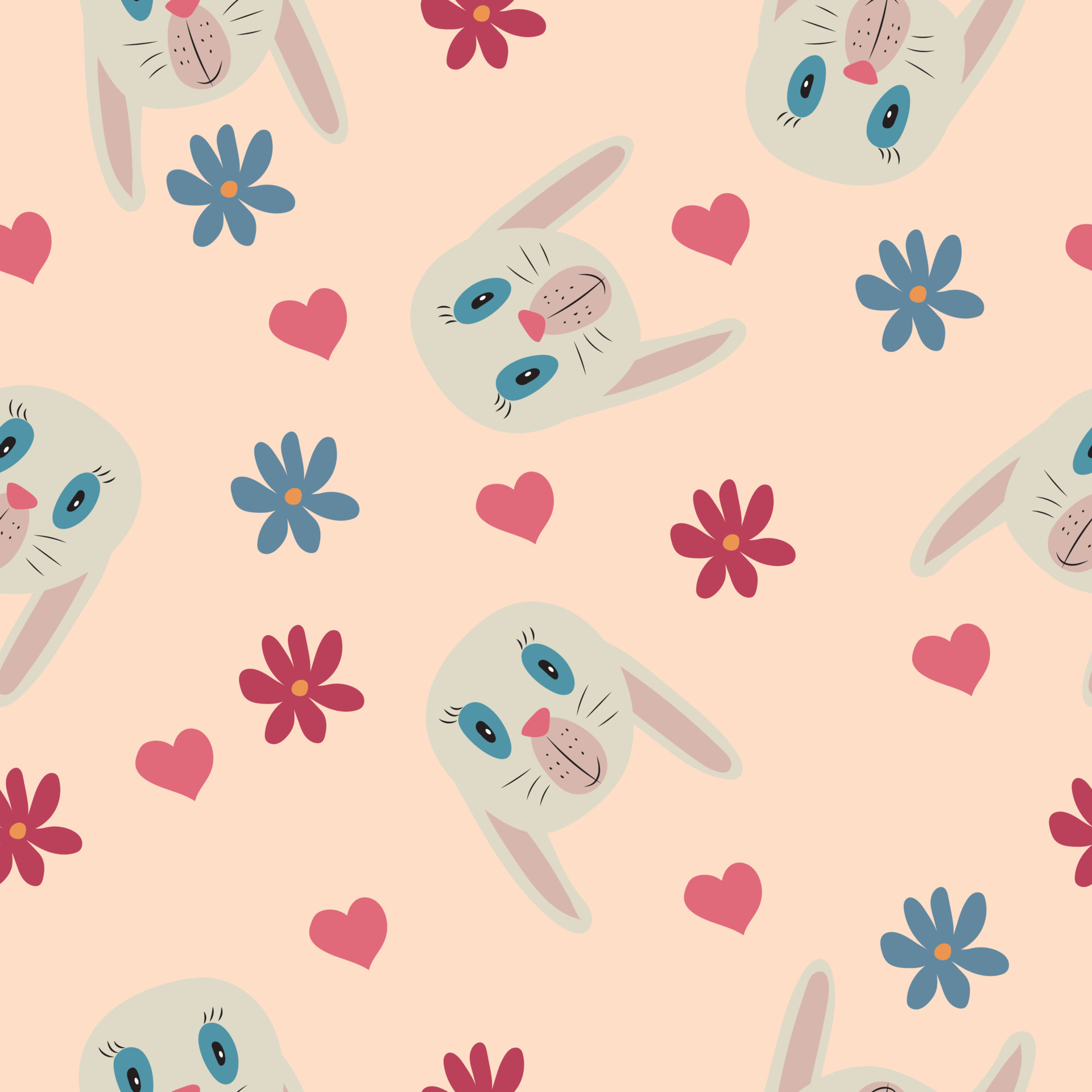 High quality vector seamless pattern. Bunny faces. 22744161 Vector Art