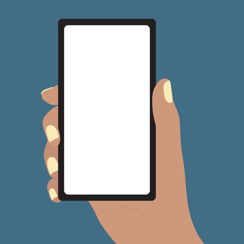 Hand with phone. High quality vector illustration.