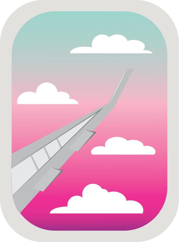 View of the sky from the plane. Aircraft wing. .High quality vector image.