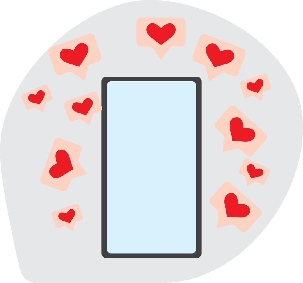 Smartphone with white screen and likes. Hearts. High quality vector image.
