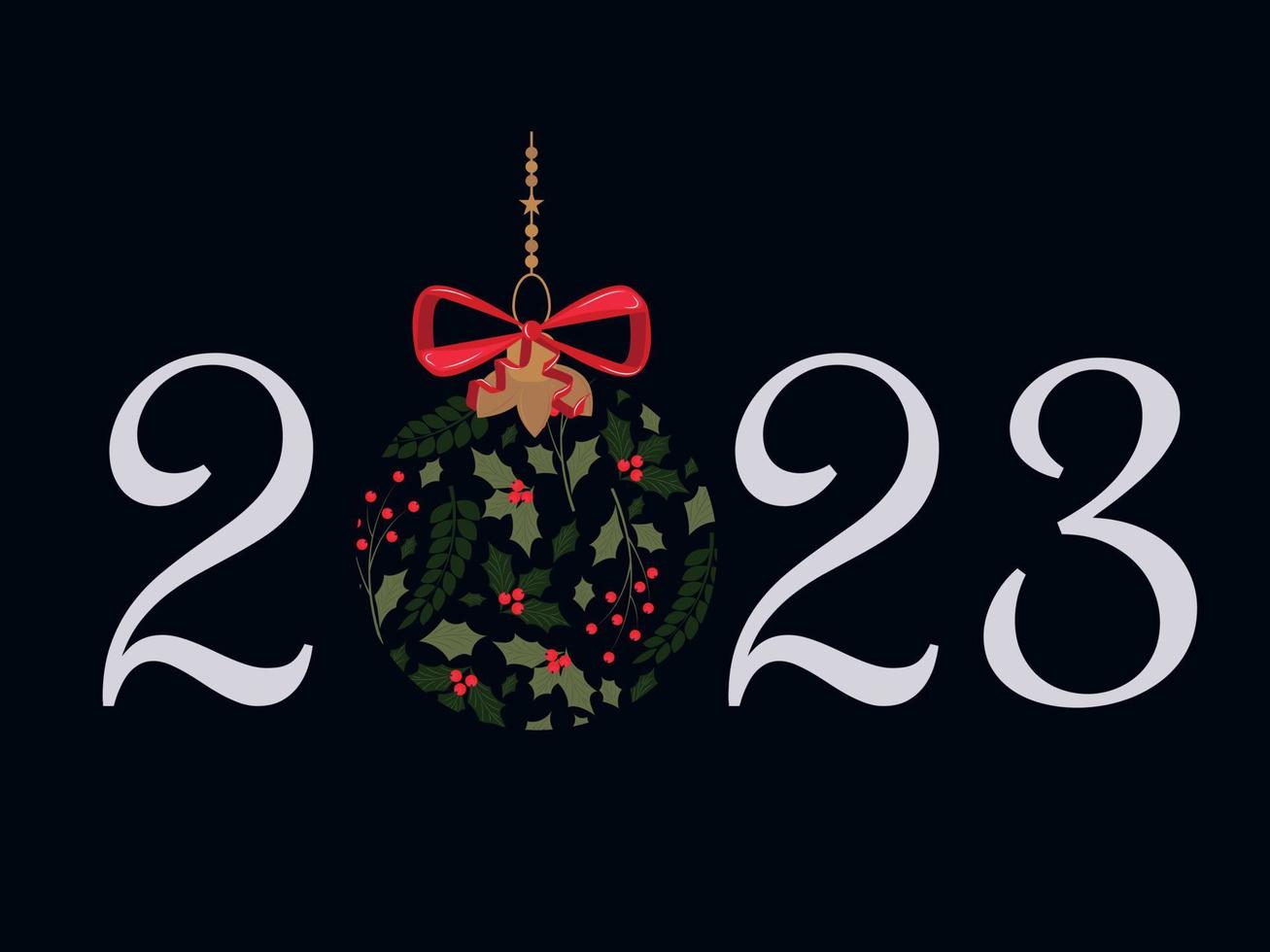 Christmas card 2023. Numbers for the new year. High quality vector illustration.