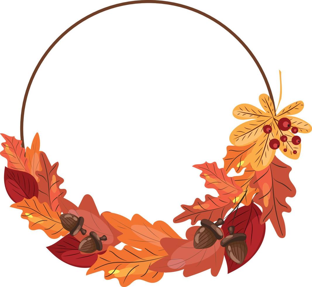 Wreath of autumn leaves. Autumn poster. High quality vector illustration.
