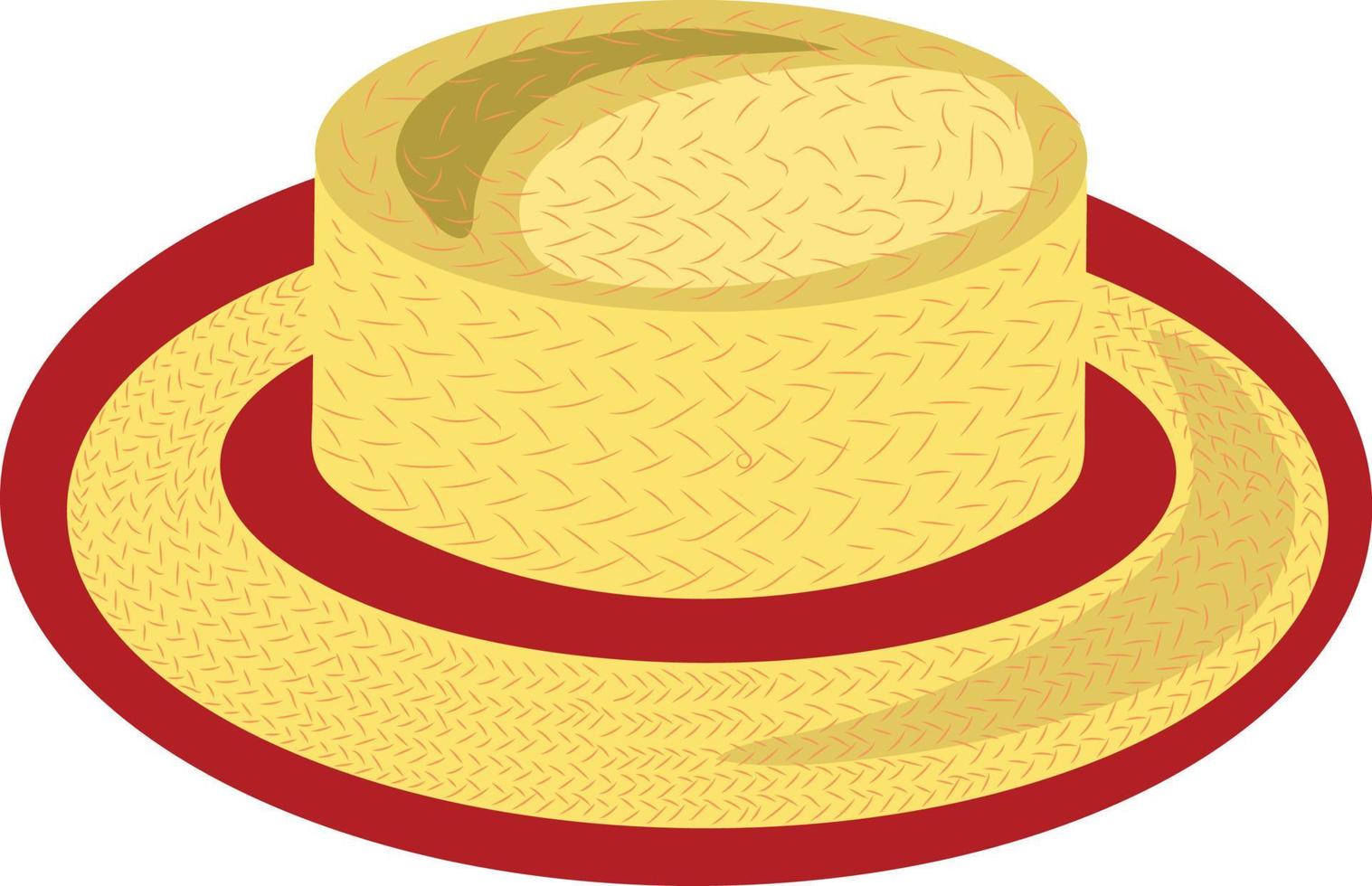 Straw hat. Headdress. Sun protection. Vector graphics.