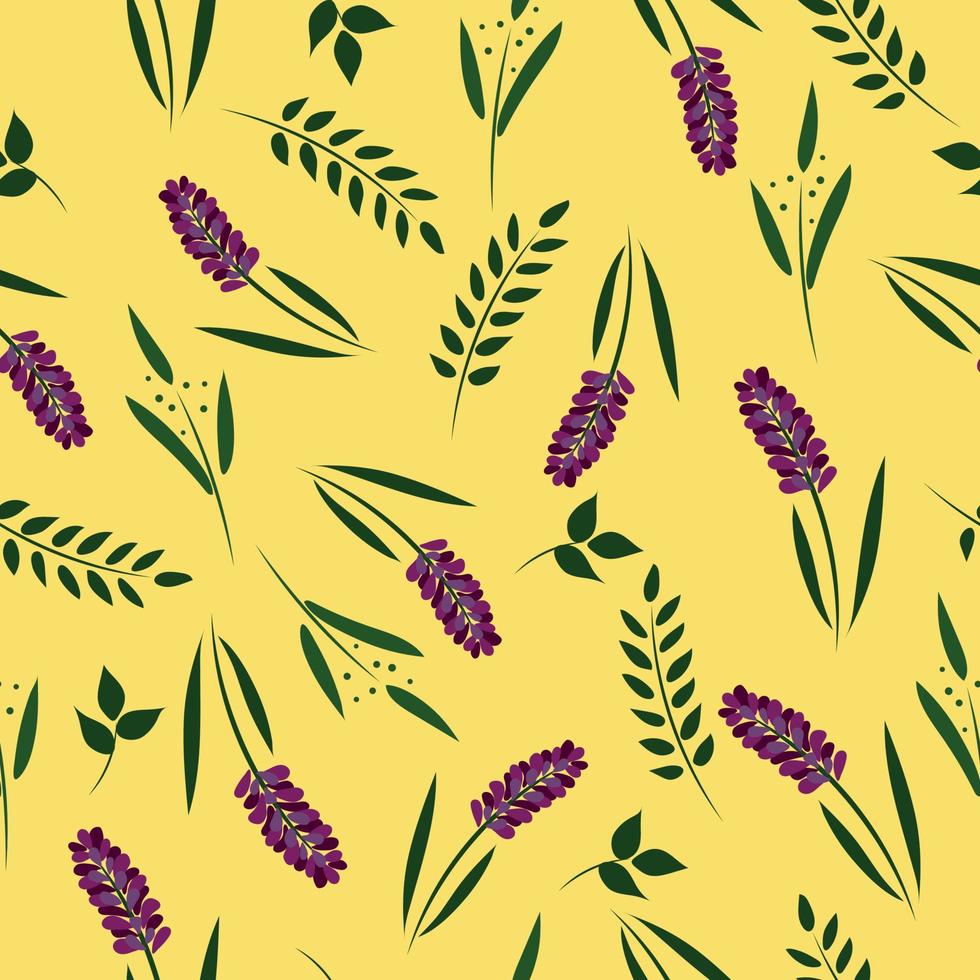 Vector pattern with lavender flowers. High quality vector illustration.