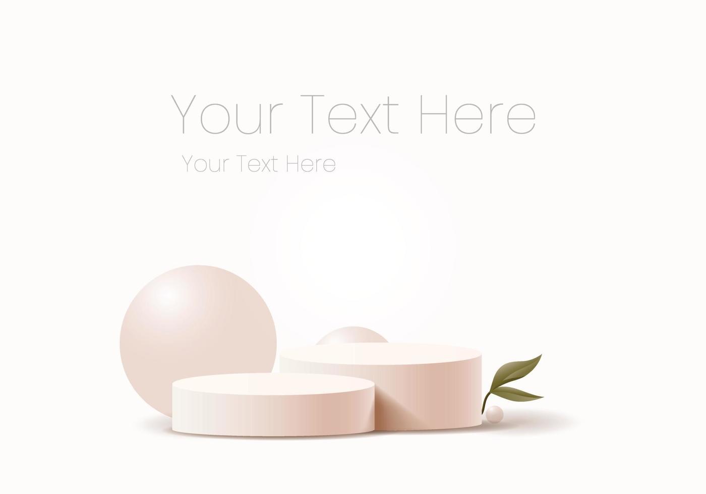 Realistic Beige Cylinder Podium on Abstract Background vector