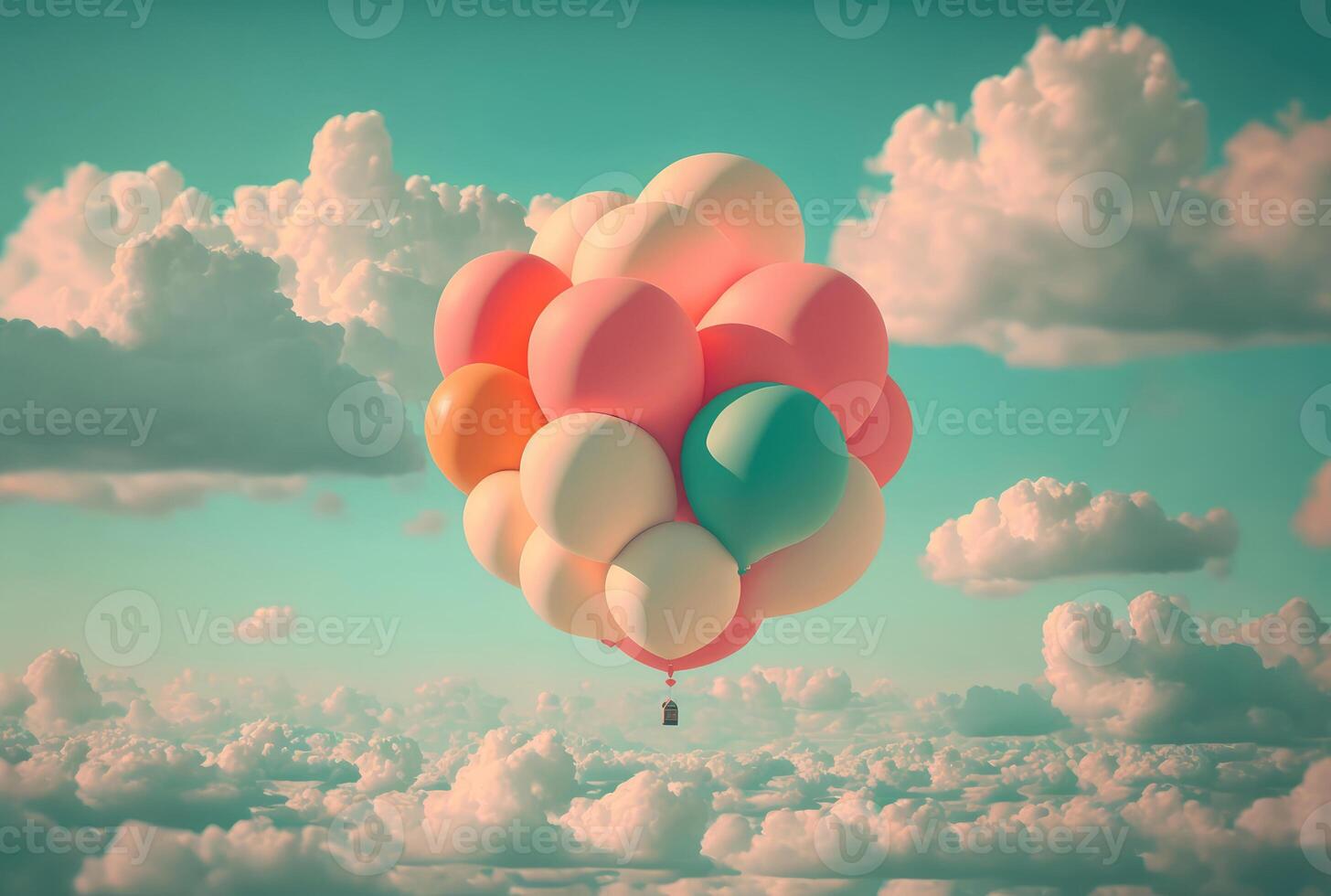 Balloon airship on cloudy sky. photo