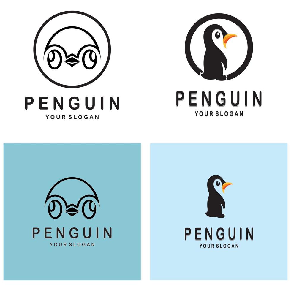 simple penguin logo design template illustration. vector
