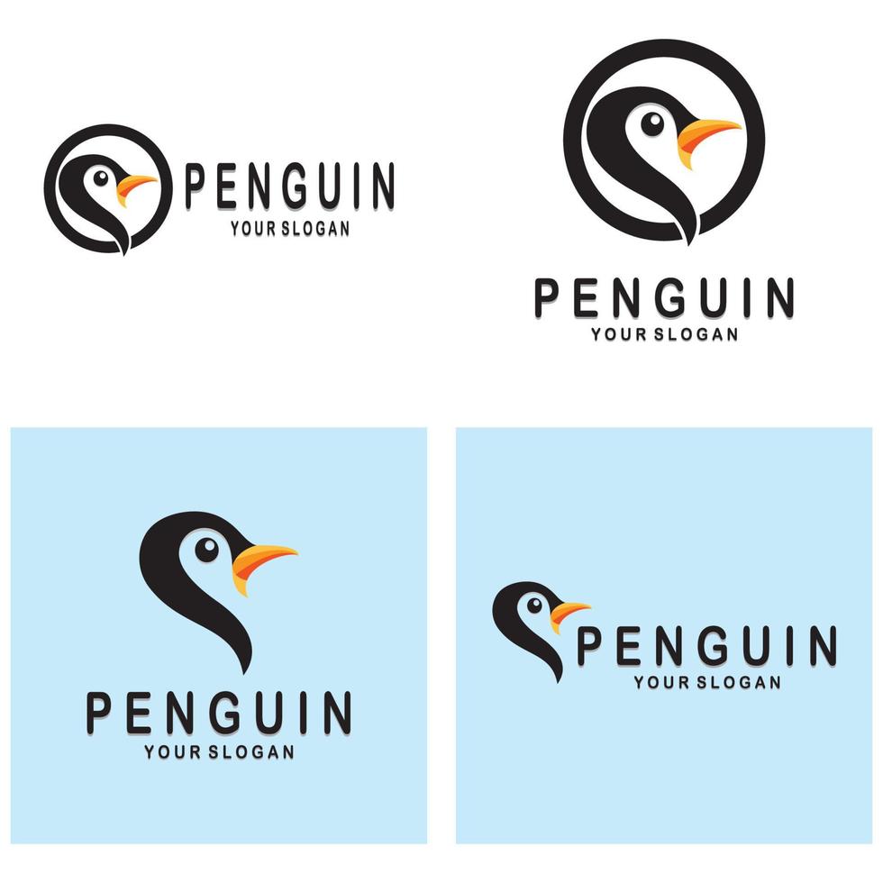 simple penguin logo design template illustration. vector