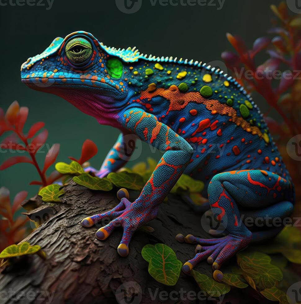 Colorful tropical lizard. photo