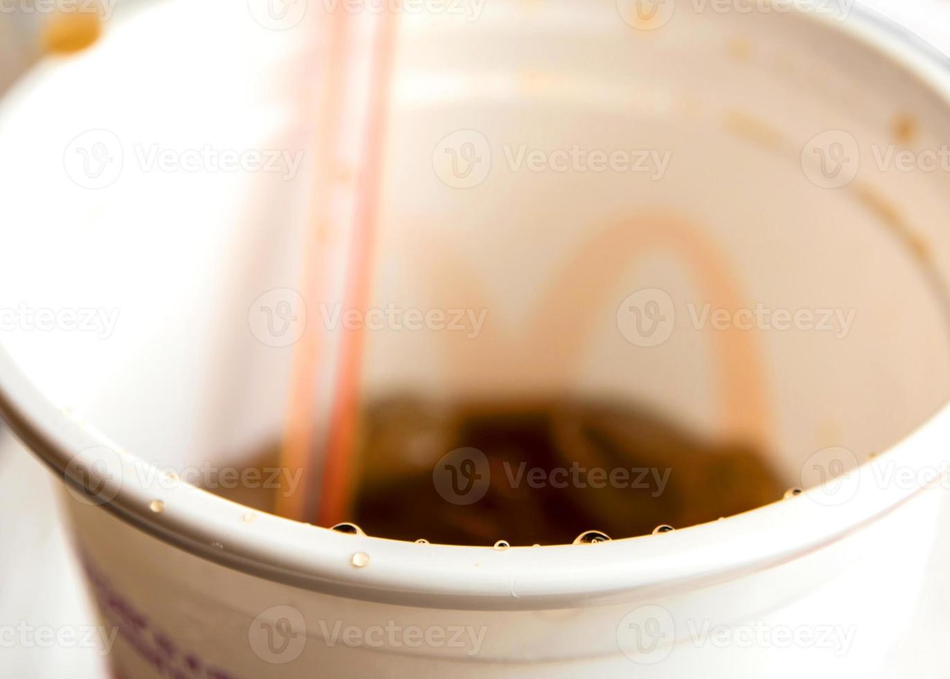 Soft drinks with ice in a plastic cup photo