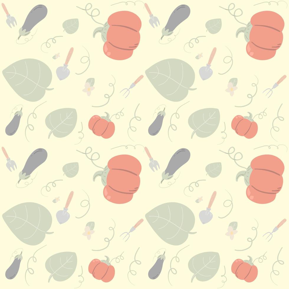 Garden and pumpkin pattern seamless hand drawn vector